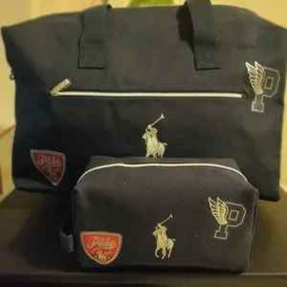 RALPH LAUREN POLO BUNDLE WEEKENDER DUFFLE BAG @ POUCH. NEW !